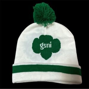 Girl Scouts GSNI Pom Beanie Hat – White & Green